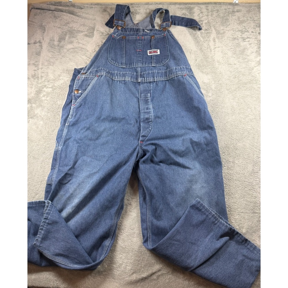 Vtg 70s BIG MAC Square Bak Denim Bib Overalls 48x29 JCPenney Workwear USA